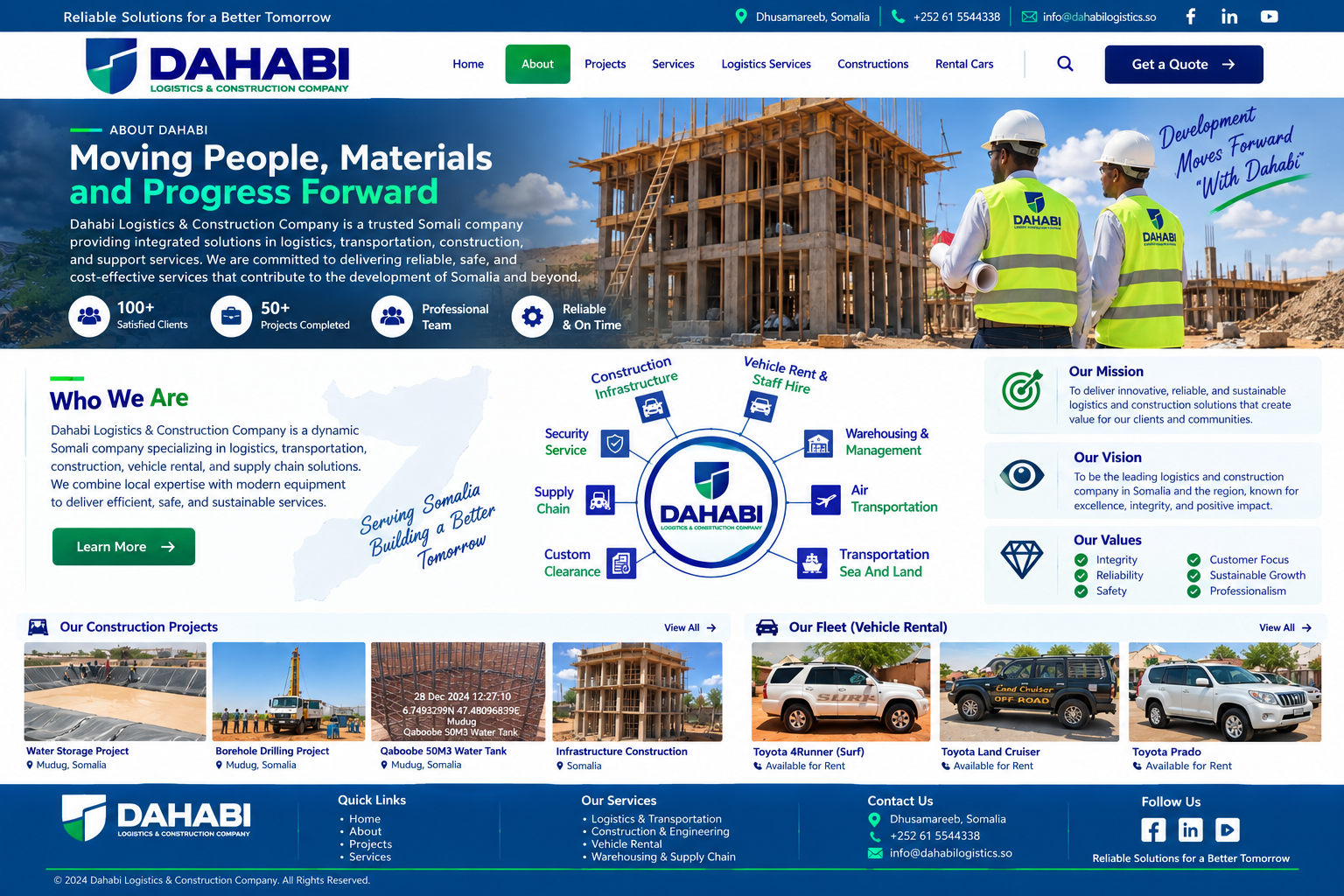 Dahabi Logistics and Construction Company services and capabilities overview